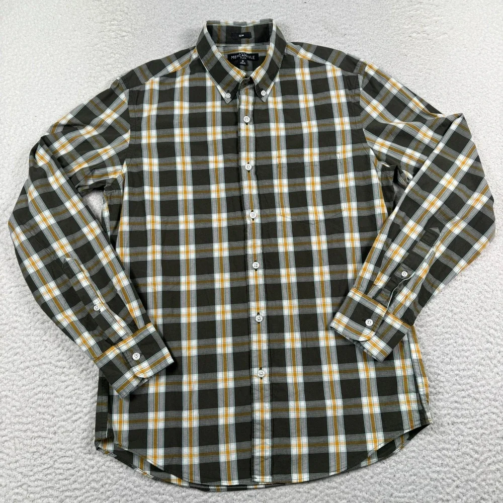 J.CREW Mercantile Flex‎ Shirt Men Medium Slim Fit Long Sleeve Plaid Button Down